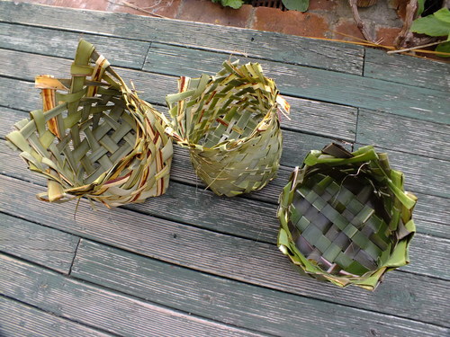 Hand woven flax baskets